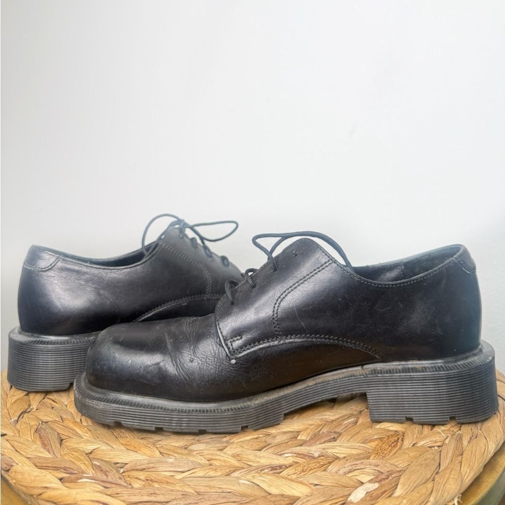 Vtg Dr. Martens Oxfords Lace Up Shoes Black Leather Derby Made in England Chunky